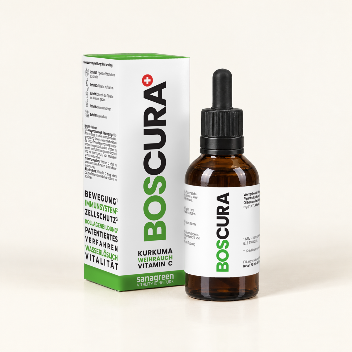 BOSCURA Kurkuma & Weihrauch Tropfen 50 ml – Pipettenflasche mit Faltschachtel