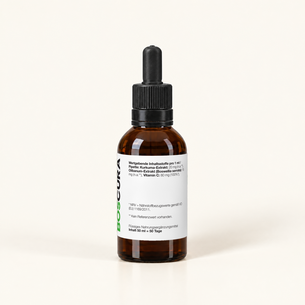 BOSCURA Flasche – Etikett mit wertgebenden Inhaltsstoffen pro 1 ml