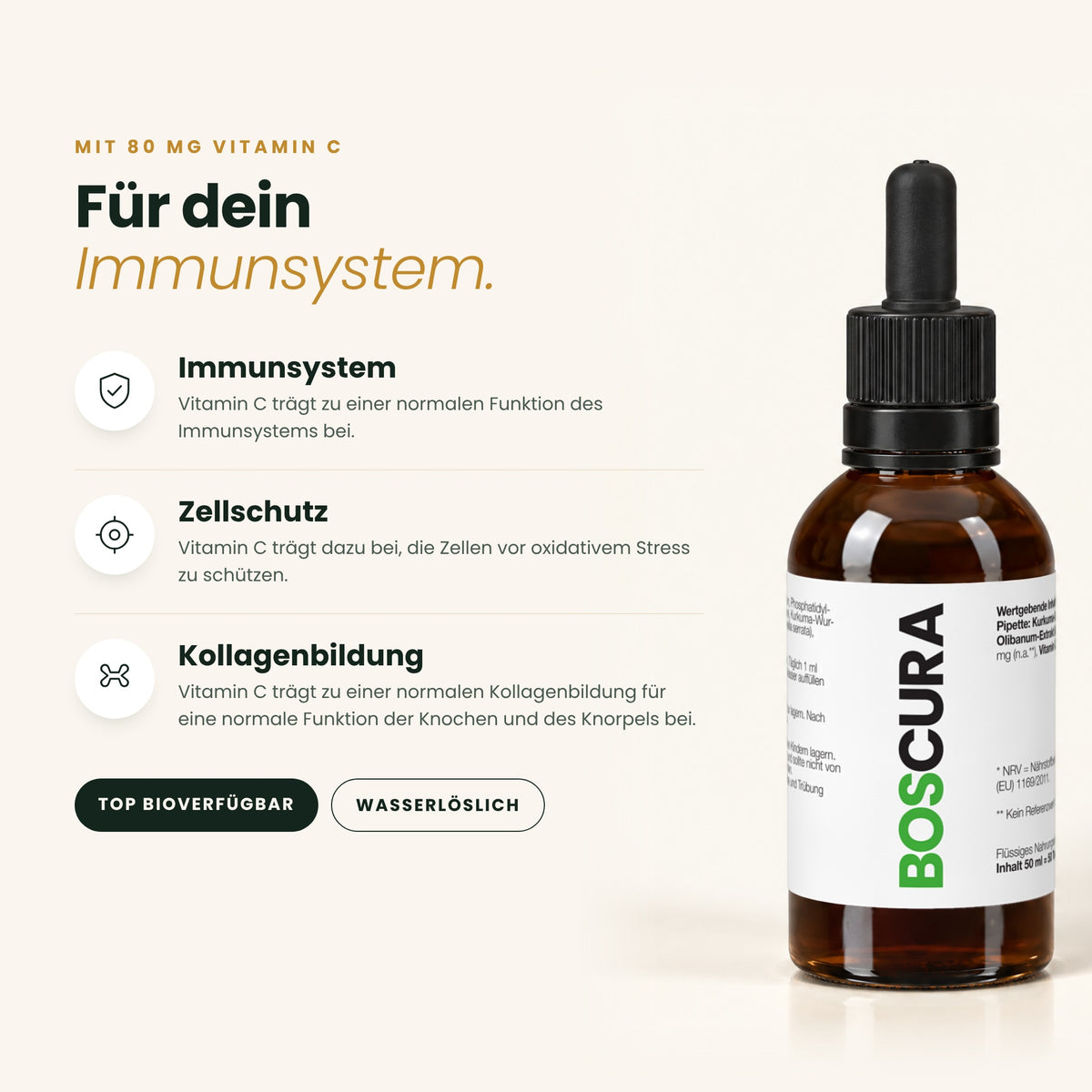 BOSCURA mit Vitamin C für Immunsystem, Zellschutz und Kollagenbildung