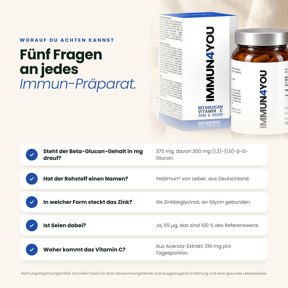 Fünf Fragen an jedes Immun-Präparat – die Antworten für IMMUN4YOU