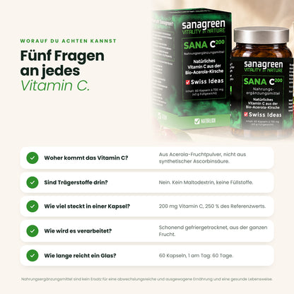 Fünf Fragen an jedes Vitamin C – die Antworten für SANAC200