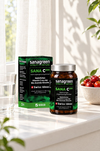 SANAC200 Glas und Faltschachtel auf der Fensterbank
